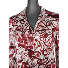 Load image into Gallery viewer, LAFAYETTE 148 New York NWT Burgundy Red Floral Silk Linen Blazer Jacket 4