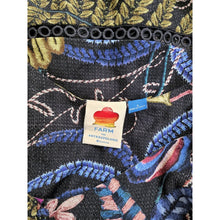 Load image into Gallery viewer, Farm Rio Floral Peplum Ruffle Sleeveless Shirt Blouse Top Blue Black Multi Small