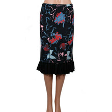 Load image into Gallery viewer, Suno Floral Pleated Black Skirt 2