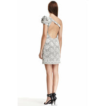 Load image into Gallery viewer, ABS Allen Schwartz Rosette Lace One Shoulder Dress