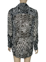 Load image into Gallery viewer, IRO Printed Black White Shirt Top Button Up Semi Sheer 34 2