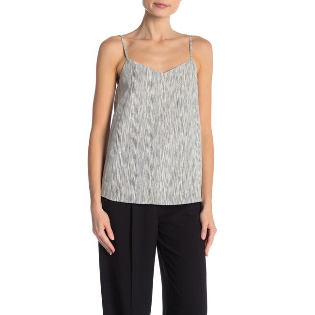 THEORY NWT Top Womens Medium Nade Subtle Stripe Cotton Grey Tank Blouse New
