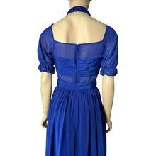 Load image into Gallery viewer, SELF PORTRAIT Blue Dress 4 Cut Out Back Sheer Lace Midi
