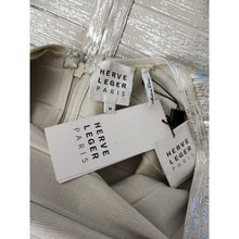 Load image into Gallery viewer, HERVE LEGER NWT Silver Metallic Dress Medium Sleeveless Sheath Fitted Mini

