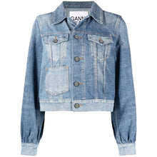 Load image into Gallery viewer, GANNI Denim Jacket NWT 6 Two Tone Blue Button Jean New 38
