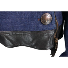 Load image into Gallery viewer, VERONICA BEARD Jacket 4 Black Leather Trim Blue Denim Removable Fur Collar
