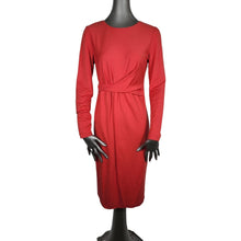 Load image into Gallery viewer, LAFAYETTE 148 New York NWT Red Dress 4 Longsleeve Drape Sheath Career Party New

