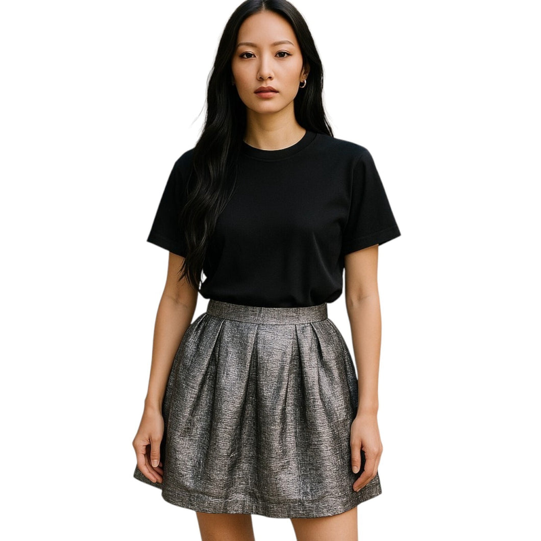 KATE SPADE Silver Skirt 00 Metallic Full Mini Short Party