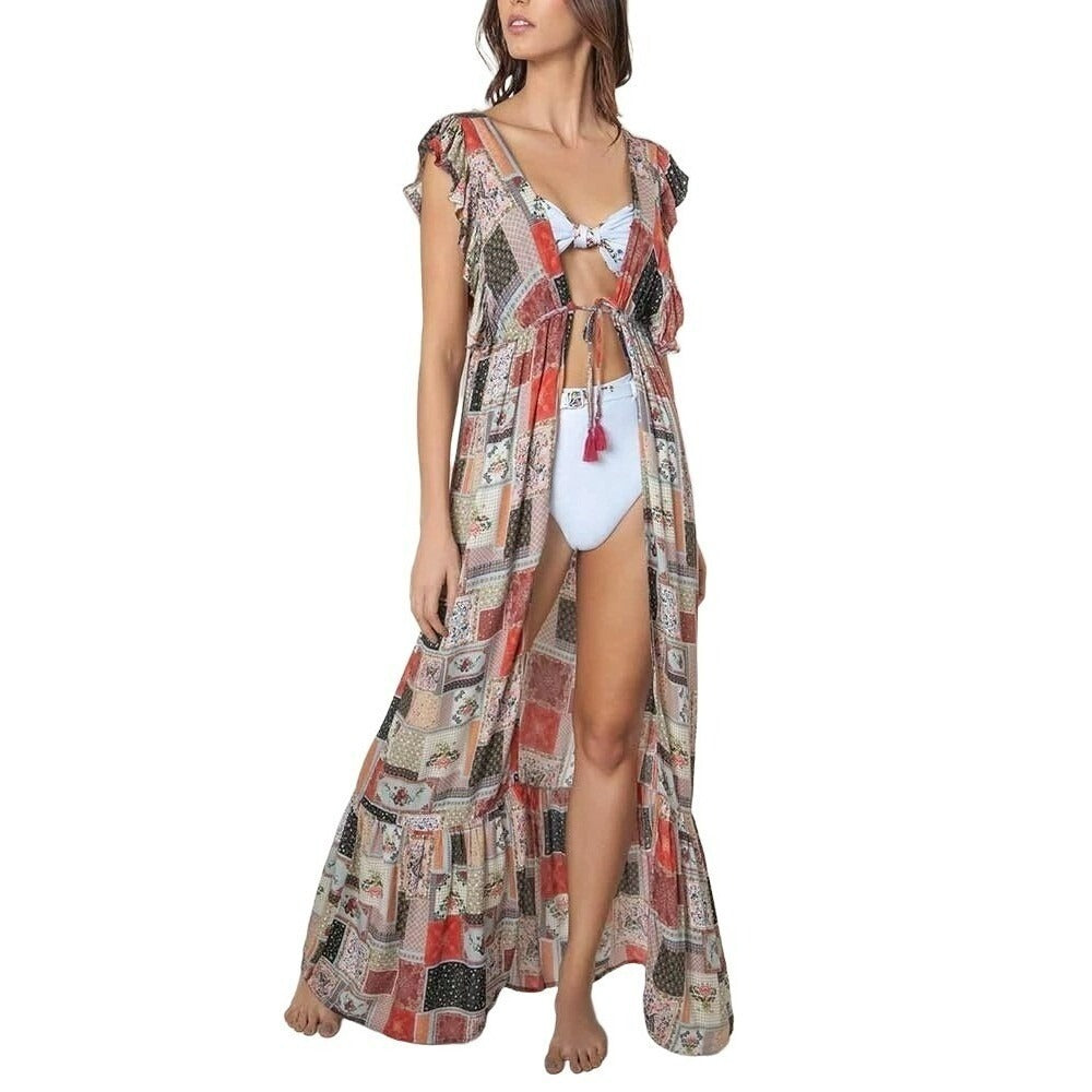AGUA BENDITA NWT Maxi Dress Coverup Medium Emilia Long Ruffle Cover Beach New