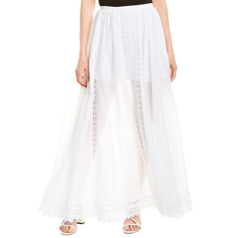 Charo Ruiz NWT White Long Skirt Vega Lace Panel Maxi New Medium