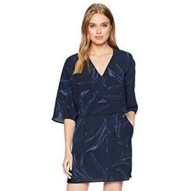 Halston Heritage Navy Blue Floral Dress 0