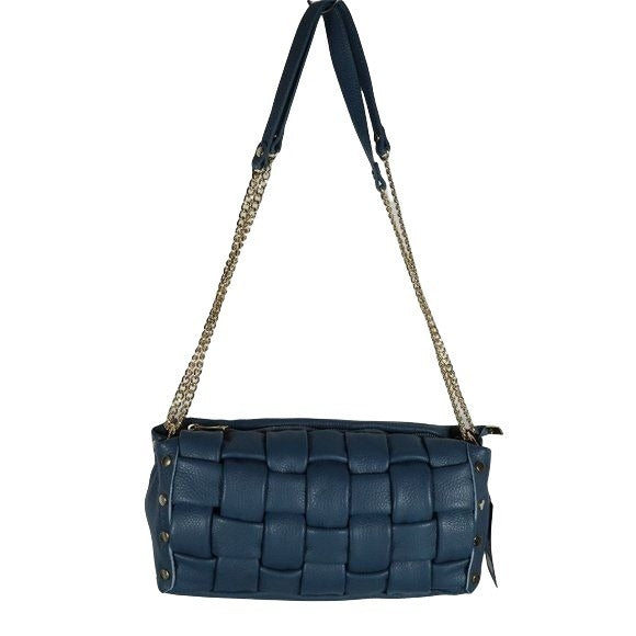 Salvatore Fiore Italy Leather Chain Blue Crossbody Bag