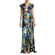 Load image into Gallery viewer, Alexis Janna Floral Maxi Wrap Dress Ruffle Front XS
