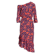 Load image into Gallery viewer, NWT Saloni Lexie Off Shoulder Silk Dress 2 Asymmetric
