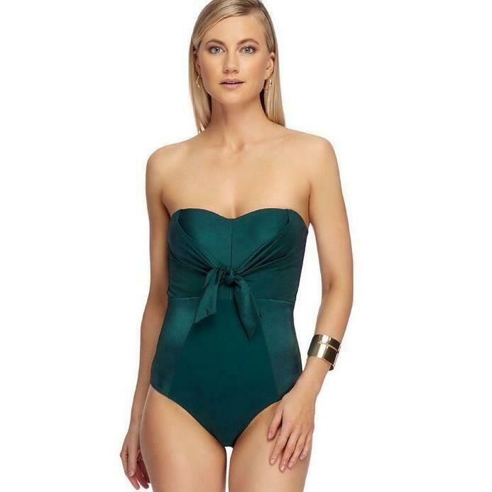 Jets by Jessika Allen Green Bandeau 1 pc. Swimsuit 8