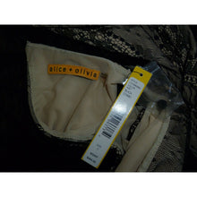 Load image into Gallery viewer, Alice + Olivia Lace Sash Silk Dress Black Beige Sheath 2
